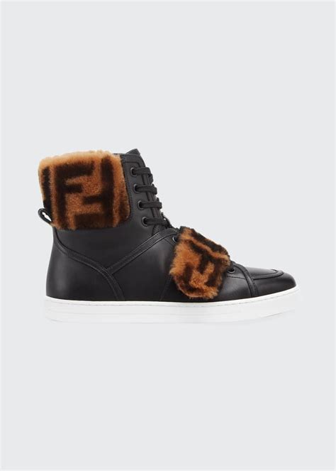 Fendi shearling leather sneakers